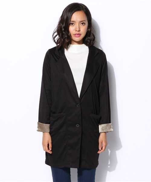 VENCEEXCHANGE（ヴァンスエクスチェンジ）の「カットチェスターコート（チェスターコート・レディース・ブラック/ネイビー/キャメル・LARGE/MEDIUM）」の4枚目の写真