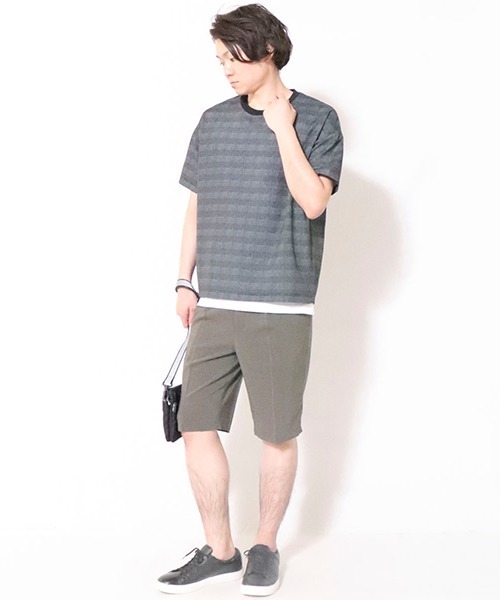 COMME CA ISM(コムサイズム)の「チェックプリント 布帛Tシャツ(Tシャツ/カットソー・メンズ・ネイビー/チャコール・MEDIUM/LARGE/X-LARGE)」の3枚目の写真