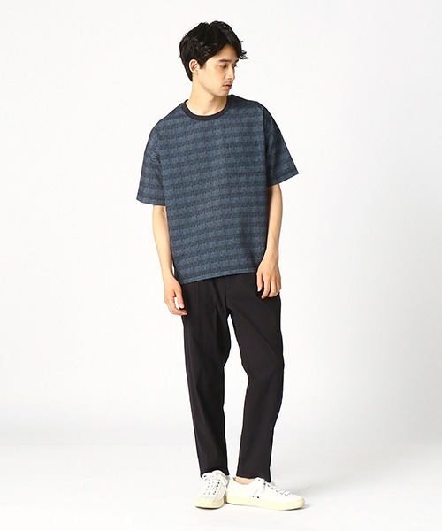 COMME CA ISM(コムサイズム)の「チェックプリント 布帛Tシャツ(Tシャツ/カットソー・メンズ・ネイビー/チャコール・MEDIUM/LARGE/X-LARGE)」の14枚目の写真