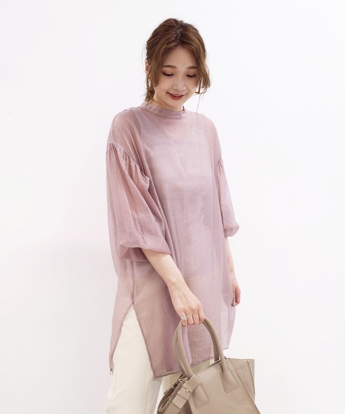 DouDou（ドゥドゥ）の「シアードビーストライプ2WAYブラウス（シャツ/ブラウス・レディース・ホワイト/ネイビー/ピンク・FREE）」の3枚目の写真