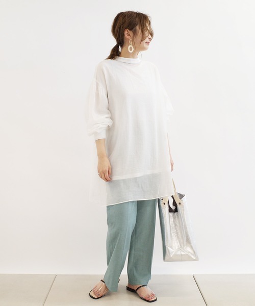 DouDou（ドゥドゥ）の「シアードビーストライプ2WAYブラウス（シャツ/ブラウス・レディース・ホワイト/ネイビー/ピンク・FREE）」の8枚目の写真