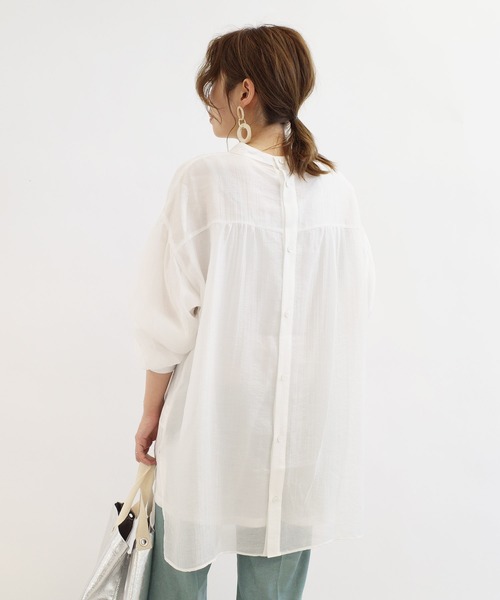 DouDou（ドゥドゥ）の「シアードビーストライプ2WAYブラウス（シャツ/ブラウス・レディース・ホワイト/ネイビー/ピンク・FREE）」の21枚目の写真