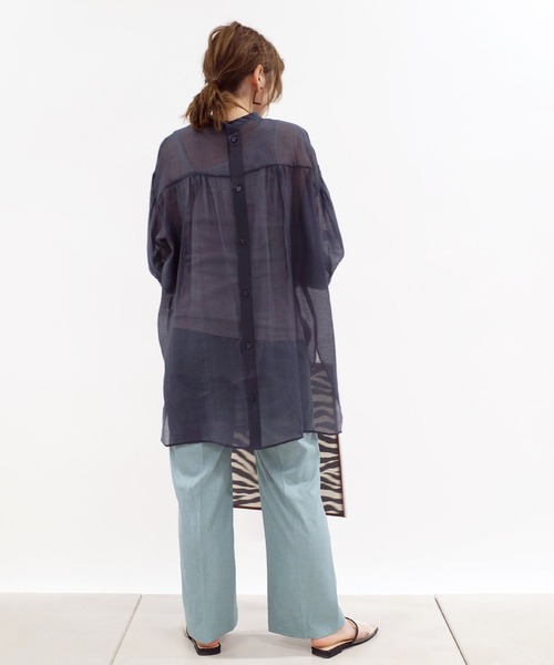 DouDou（ドゥドゥ）の「シアードビーストライプ2WAYブラウス（シャツ/ブラウス・レディース・ホワイト/ネイビー/ピンク・FREE）」の22枚目の写真