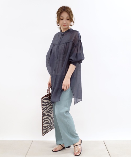 DouDou（ドゥドゥ）の「シアードビーストライプ2WAYブラウス（シャツ/ブラウス・レディース・ホワイト/ネイビー/ピンク・FREE）」の19枚目の写真