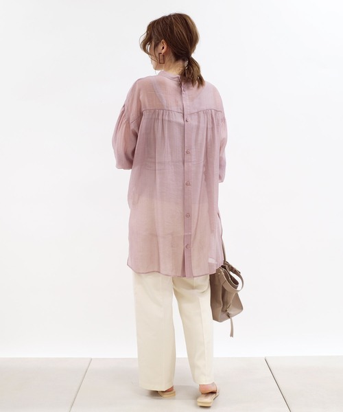 DouDou（ドゥドゥ）の「シアードビーストライプ2WAYブラウス（シャツ/ブラウス・レディース・ホワイト/ネイビー/ピンク・FREE）」の10枚目の写真