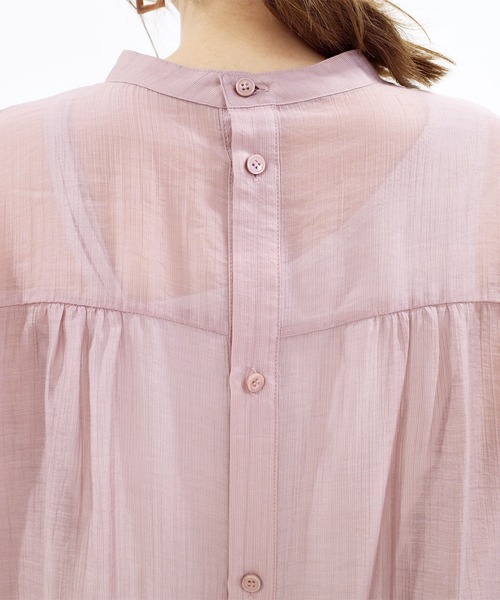 DouDou（ドゥドゥ）の「シアードビーストライプ2WAYブラウス（シャツ/ブラウス・レディース・ホワイト/ネイビー/ピンク・FREE）」の17枚目の写真