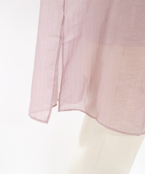 DouDou（ドゥドゥ）の「シアードビーストライプ2WAYブラウス（シャツ/ブラウス・レディース・ホワイト/ネイビー/ピンク・FREE）」の11枚目の写真