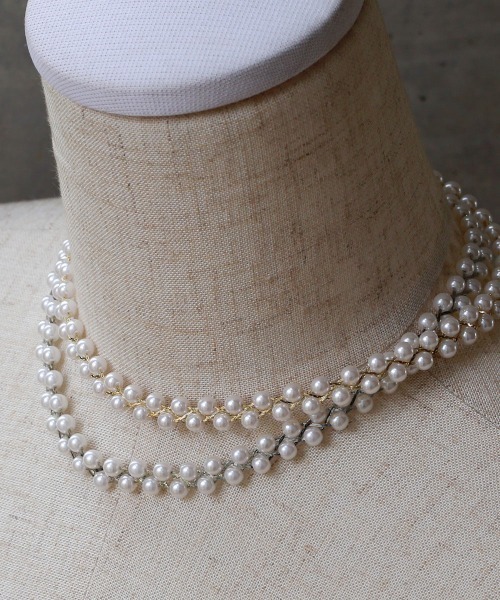 colleca la（コレカラ）の「2連パールチョーカー（ネックレス・レディース・シルバー/ゴールド・ﾌﾘ-）」の5枚目の写真