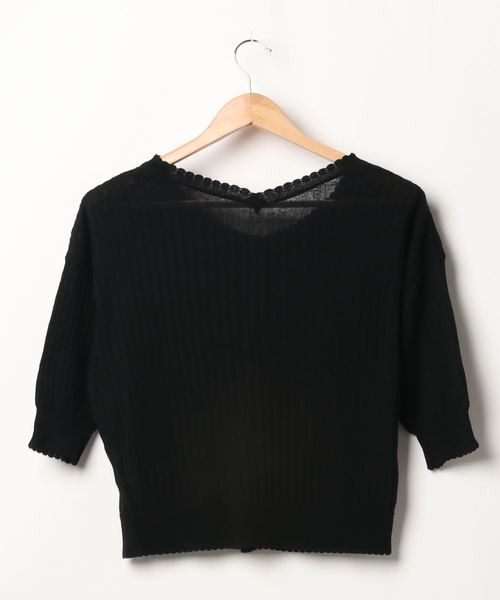 axes femme(アクシーズファム)の「スカラップデザインニットCD(カーディガン/ボレロ・レディース・ピンク系その他/ベージュ/ブラック・MEDIUM)」の4枚目の写真