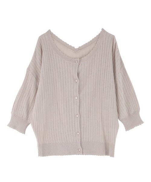 axes femme(アクシーズファム)の「スカラップデザインニットCD(カーディガン/ボレロ・レディース・ピンク系その他/ベージュ/ブラック・MEDIUM)」の3枚目の写真