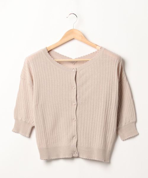 axes femme(アクシーズファム)の「スカラップデザインニットCD(カーディガン/ボレロ・レディース・ピンク系その他/ベージュ/ブラック・MEDIUM)」の5枚目の写真