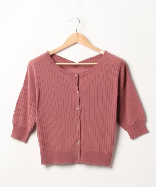 axes femme(アクシーズファム)の「スカラップデザインニットCD(カーディガン/ボレロ・レディース・ピンク系その他/ベージュ/ブラック・MEDIUM)」の7枚目の写真