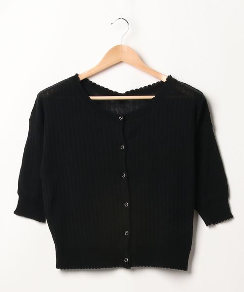 axes femme(アクシーズファム)の「スカラップデザインニットCD(カーディガン/ボレロ・レディース・ピンク系その他/ベージュ/ブラック・MEDIUM)」の6枚目の写真