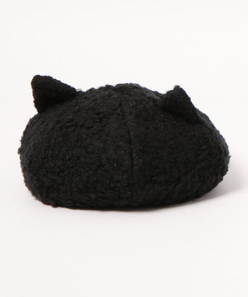 nino（ニノ）の「[48-54cm]ねこ耳ベレー帽　ループウール（ハンチング/ベレー帽・キッズ・キャメル/ブラック・48-50/50-52/52-54）」の2枚目の写真