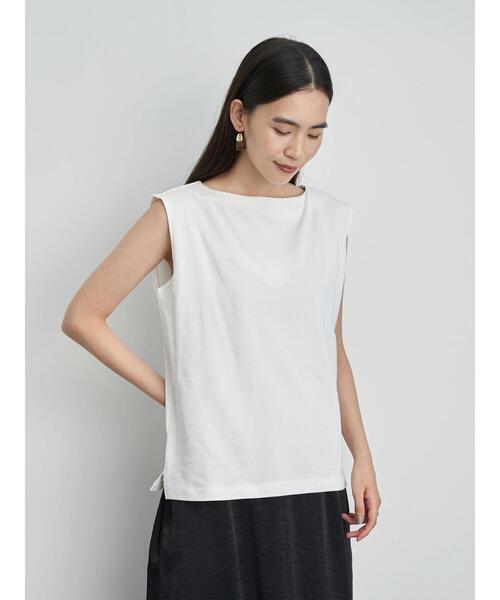 AMERICAN HOLIC（アメリカンホリック）の「ボートネックノースリーブカットプルオーバー　＊〇（Tシャツ/カットソー・レディース・その他7/オフホワイト/ブルー/マルチ/キャメル・M/L）」の6枚目の写真