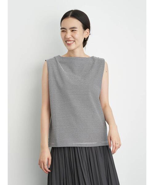 AMERICAN HOLIC（アメリカンホリック）の「ボートネックノースリーブカットプルオーバー　＊〇（Tシャツ/カットソー・レディース・その他7/オフホワイト/ブルー/マルチ/キャメル・M/L）」の7枚目の写真