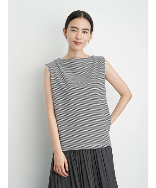 AMERICAN HOLIC（アメリカンホリック）の「ボートネックノースリーブカットプルオーバー　＊〇（Tシャツ/カットソー・レディース・その他7/オフホワイト/ブルー/マルチ/キャメル・M/L）」の5枚目の写真