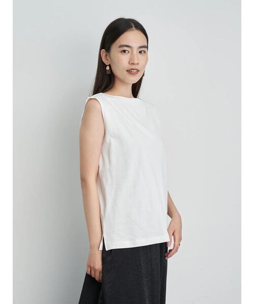 AMERICAN HOLIC（アメリカンホリック）の「ボートネックノースリーブカットプルオーバー　＊〇（Tシャツ/カットソー・レディース・その他7/オフホワイト/ブルー/マルチ/キャメル・M/L）」の2枚目の写真