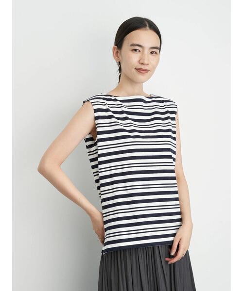 AMERICAN HOLIC（アメリカンホリック）の「ボートネックノースリーブカットプルオーバー　＊〇（Tシャツ/カットソー・レディース・その他7/オフホワイト/ブルー/マルチ/キャメル・M/L）」の4枚目の写真