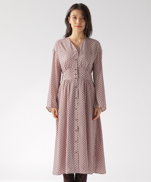 BAYFLOW（ベイフロー）の「ヴィンテージライクワンピース（ワンピース・レディース・ベージュ/ピンク・SMALL/MEDIUM）」の5枚目の写真