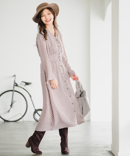 BAYFLOW（ベイフロー）の「ヴィンテージライクワンピース（ワンピース・レディース・ベージュ/ピンク・SMALL/MEDIUM）」の17枚目の写真