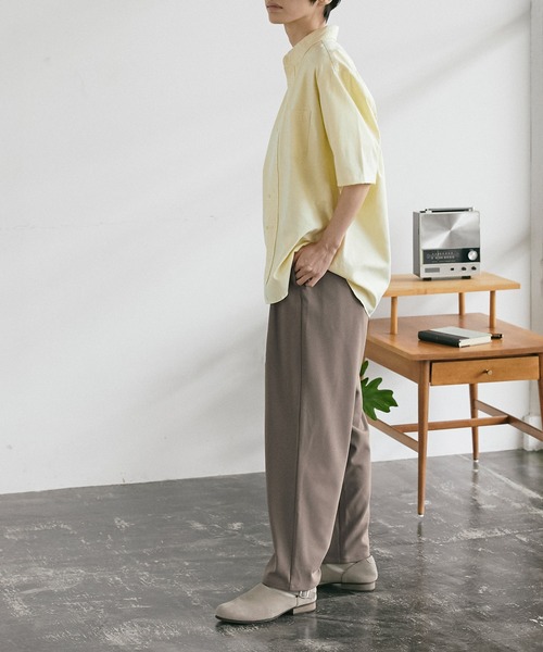 EMMA CLOTHES（エマクローズ）の「梨地ルーズリラックス テパードワイドパンツ EMMA CLOTHES（その他パンツ・メンズ・ブラック/ダークブラウン/グレー系その他/ブラウン系その他/ベージュ系その他/グリーン系その他/グレイッシュベージュ/ダークネイビー/ライラック・M/L/S）」の13枚目の写真