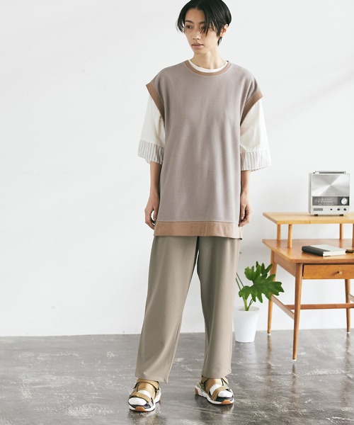 EMMA CLOTHES（エマクローズ）の「梨地ルーズリラックス テパードワイドパンツ EMMA CLOTHES（その他パンツ・メンズ・ブラック/ダークブラウン/グレー系その他/ブラウン系その他/ベージュ系その他/グリーン系その他/グレイッシュベージュ/ダークネイビー/ライラック・M/L/S）」の21枚目の写真
