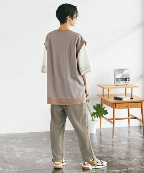 EMMA CLOTHES（エマクローズ）の「梨地ルーズリラックス テパードワイドパンツ EMMA CLOTHES（その他パンツ・メンズ・ブラック/ダークブラウン/グレー系その他/ブラウン系その他/ベージュ系その他/グリーン系その他/グレイッシュベージュ/ダークネイビー/ライラック・M/L/S）」の22枚目の写真