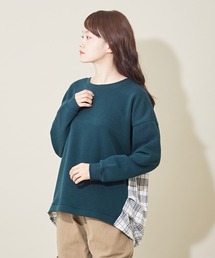 CUBE SUGAR（キューブシュガー）の「裏シャギー チェック 切り替え プルオーバー（スウェット）」