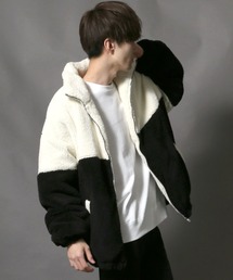SITRY | Shaggy boa bicolor  blouson/シャギーボア フリース バイカラーブルゾン(ブルゾン)