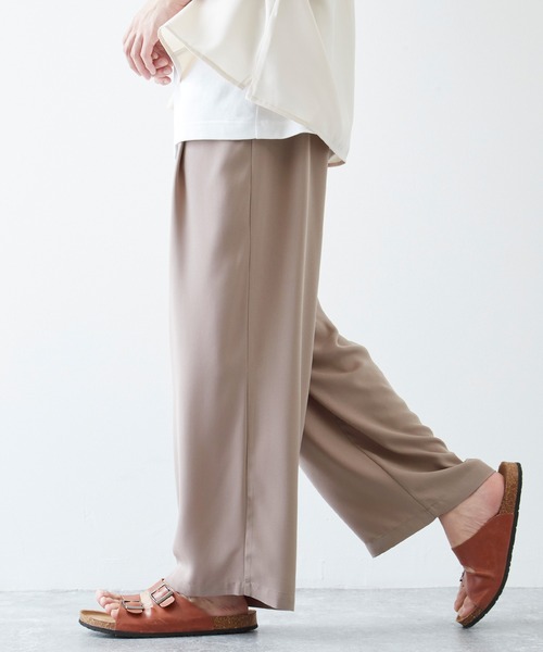 Kappa（カッパ）の「Kappa / カッパ 別注 ロゴ刺繍 イージータックワイドパンツ（スラックス・メンズ・チャコールグレー/アイボリー/ベージュ/ブラック/ライラック/サックスブルー/ブラウン系その他/グレー系その他/ライトグレー/ブルー系その他・L/M）」の7枚目の写真