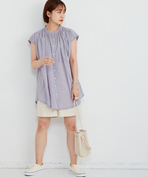 Auntie Rosa Holiday（アンティローザホリデー）の「コットンフレンチスリーブブラウス（シャツ/ブラウス・レディース・ホワイト/ブラック/ベージュ/ブルー/グリーン・FREE）」の6枚目の写真