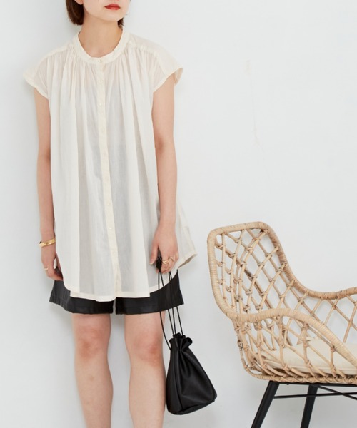 Auntie Rosa Holiday（アンティローザホリデー）の「コットンフレンチスリーブブラウス（シャツ/ブラウス・レディース・ホワイト/ブラック/ベージュ/ブルー/グリーン・FREE）」の12枚目の写真