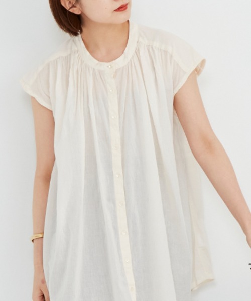 Auntie Rosa Holiday（アンティローザホリデー）の「コットンフレンチスリーブブラウス（シャツ/ブラウス・レディース・ホワイト/ブラック/ベージュ/ブルー/グリーン・FREE）」の16枚目の写真