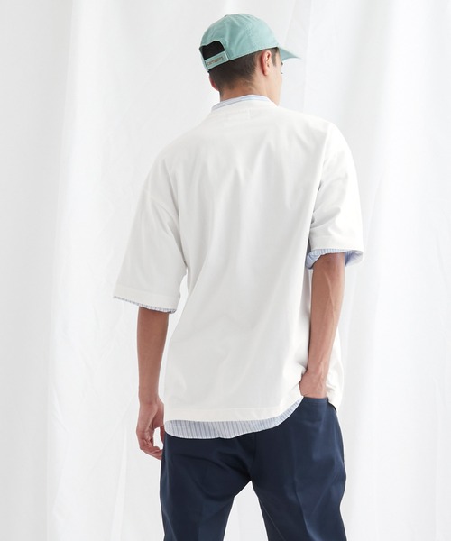 EMMA CLOTHES(エマクローズ)の「配色ポケットハーフスリーブオーバーサイズカットソー【EMMA CLOTHES/エマクローズ】(Tシャツ/カットソー・メンズ・ホワイト/ブルー系その他/チャコール・M/L)」の19枚目の写真