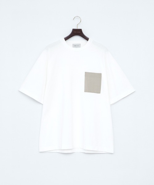 EMMA CLOTHES(エマクローズ)の「配色ポケットハーフスリーブオーバーサイズカットソー【EMMA CLOTHES/エマクローズ】(Tシャツ/カットソー・メンズ・ホワイト/ブルー系その他/チャコール・M/L)」の9枚目の写真