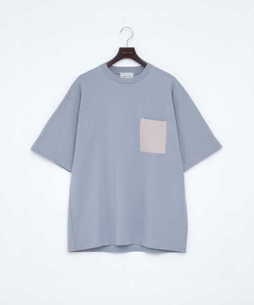 EMMA CLOTHES(エマクローズ)の「配色ポケットハーフスリーブオーバーサイズカットソー【EMMA CLOTHES/エマクローズ】(Tシャツ/カットソー・メンズ・ホワイト/ブルー系その他/チャコール・M/L)」の6枚目の写真