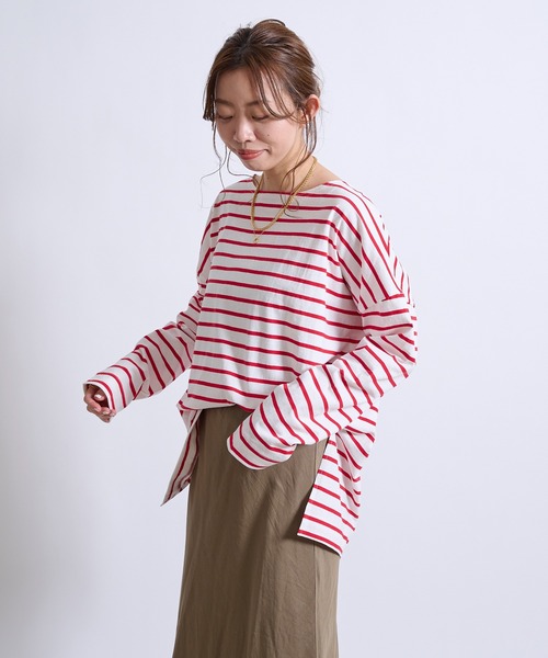 DouDou(ドゥドゥ)の「【WEB限定】ボーダーT(Tシャツ/カットソー・レディース・レッド/ネイビー・FREE)」の17枚目の写真