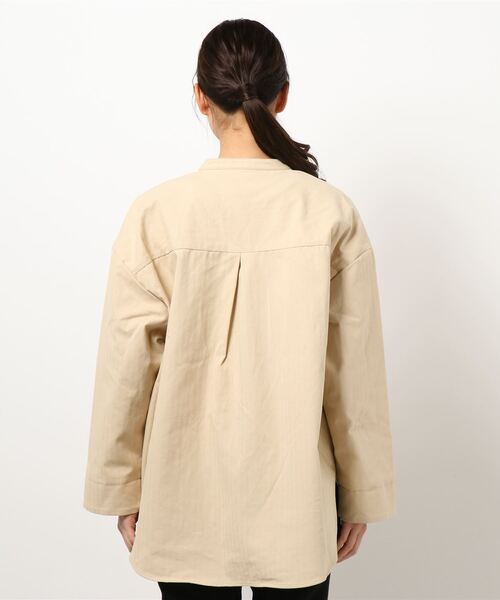 ehka sopo（エヘカソポ）の「ヘリンボーンチャイナジャケット（ノーカラージャケット・レディース・キナリ/ベージュ/グリーン・ﾌﾘ-）」の5枚目の写真