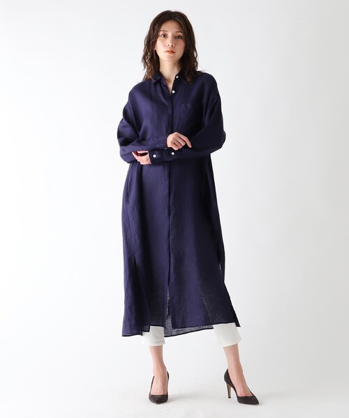 JET(ジェット)の「◆【ウォッシャブル】フレンチリネンシャツワンピース(ワンピース・レディース・チャコールグレー/ベージュ/レッド系1/パープル系・04/80)」の3枚目の写真