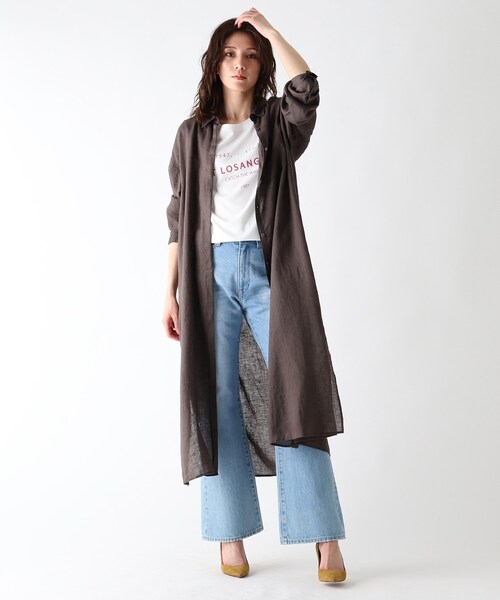 JET(ジェット)の「◆【ウォッシャブル】フレンチリネンシャツワンピース(ワンピース・レディース・チャコールグレー/ベージュ/レッド系1/パープル系・04/80)」の18枚目の写真