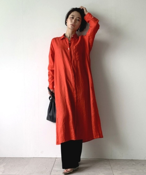 JET(ジェット)の「◆【ウォッシャブル】フレンチリネンシャツワンピース(ワンピース・レディース・チャコールグレー/ベージュ/レッド系1/パープル系・04/80)」の19枚目の写真