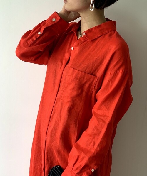 JET(ジェット)の「◆【ウォッシャブル】フレンチリネンシャツワンピース(ワンピース・レディース・チャコールグレー/ベージュ/レッド系1/パープル系・04/80)」の15枚目の写真