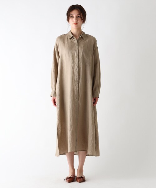 JET(ジェット)の「◆【ウォッシャブル】フレンチリネンシャツワンピース(ワンピース・レディース・チャコールグレー/ベージュ/レッド系1/パープル系・04/80)」の20枚目の写真