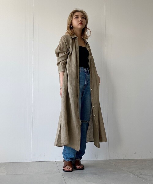 JET(ジェット)の「◆【ウォッシャブル】フレンチリネンシャツワンピース(ワンピース・レディース・チャコールグレー/ベージュ/レッド系1/パープル系・04/80)」の21枚目の写真