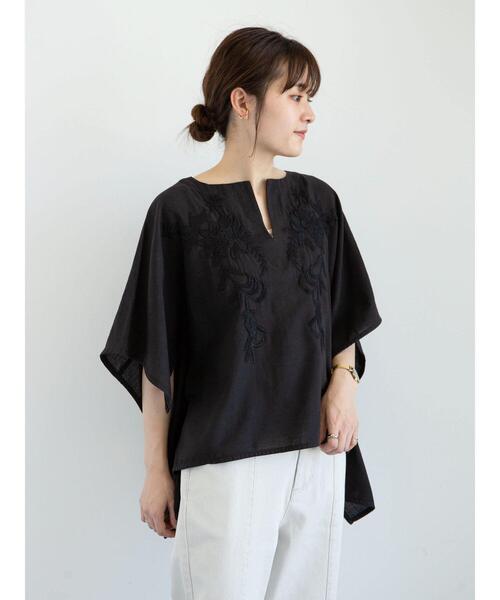 Green　Parks（グリーンパークス）の「・furry rate 刺繍スクエアブラウス＊（シャツ/ブラウス・レディース・オフホワイト/カーキ/ブラック/イエロー・FREE）」の21枚目の写真