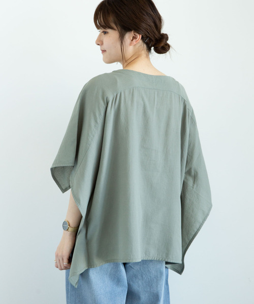 Green　Parks（グリーンパークス）の「・furry rate 刺繍スクエアブラウス＊（シャツ/ブラウス・レディース・オフホワイト/カーキ/ブラック/イエロー・FREE）」の6枚目の写真