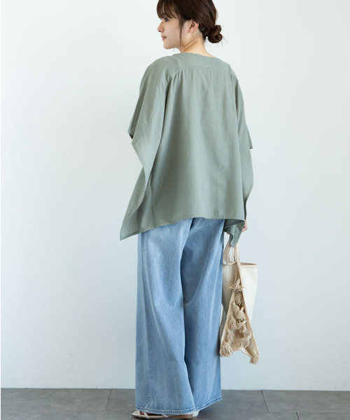 Green　Parks（グリーンパークス）の「・furry rate 刺繍スクエアブラウス＊（シャツ/ブラウス・レディース・オフホワイト/カーキ/ブラック/イエロー・FREE）」の16枚目の写真