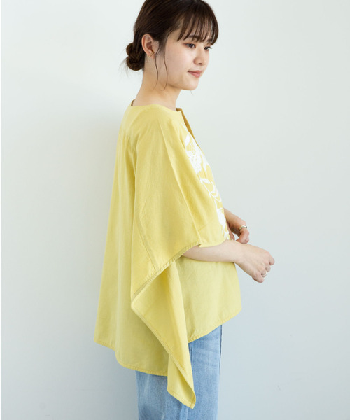 Green　Parks（グリーンパークス）の「・furry rate 刺繍スクエアブラウス＊（シャツ/ブラウス・レディース・オフホワイト/カーキ/ブラック/イエロー・FREE）」の15枚目の写真