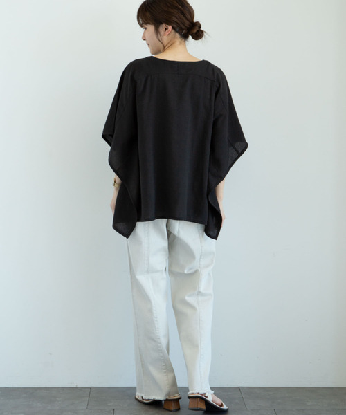 Green　Parks（グリーンパークス）の「・furry rate 刺繍スクエアブラウス＊（シャツ/ブラウス・レディース・オフホワイト/カーキ/ブラック/イエロー・FREE）」の7枚目の写真